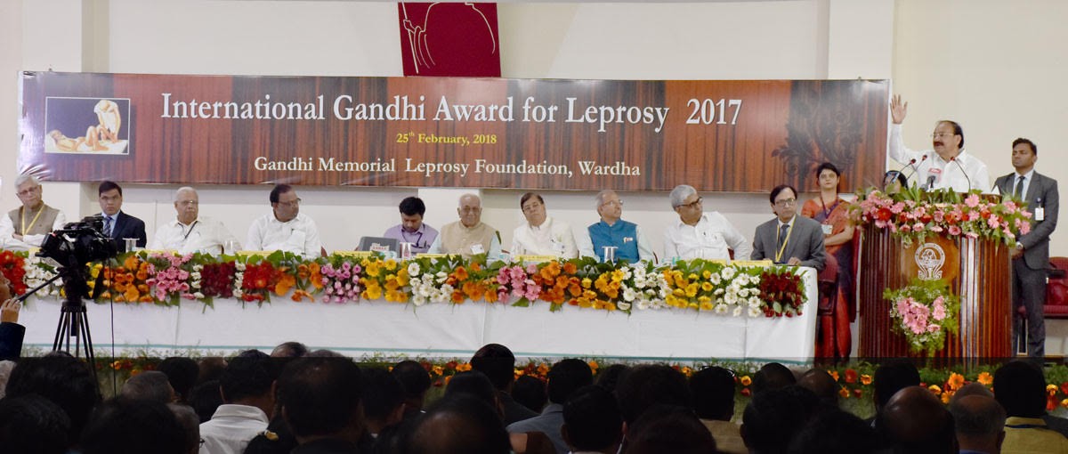 Vice President of India visits MGIMS to present the IGA for Leprosy