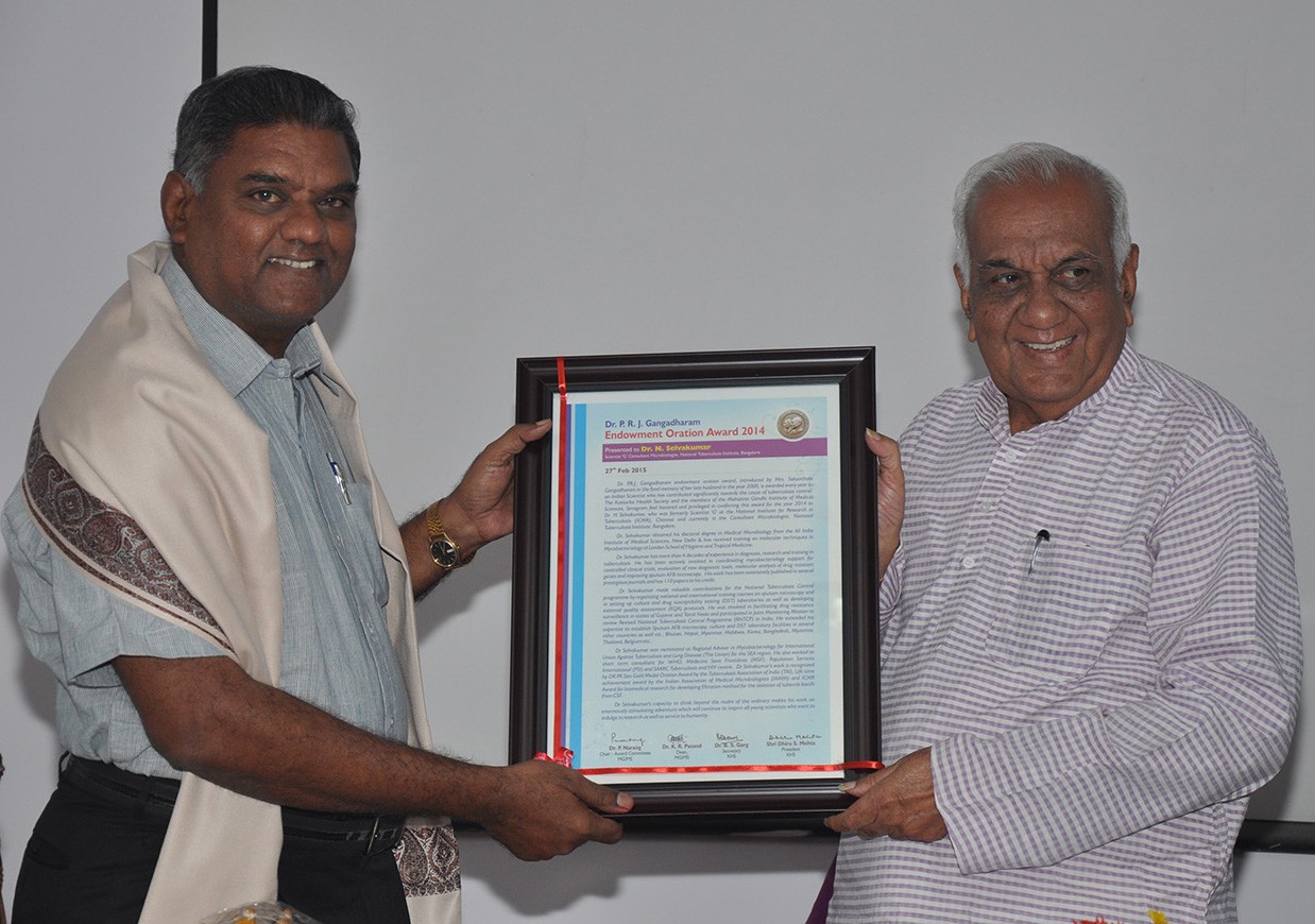 PRJ Gangadharam Oration Award conferred on Dr N Selvakumar